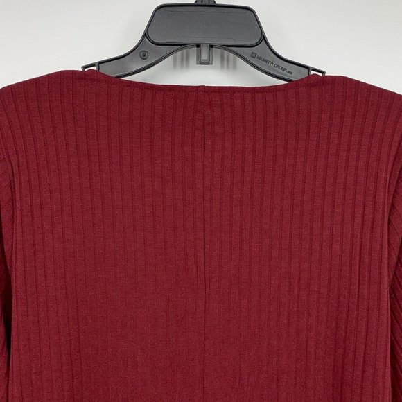 Eloquii Top Red Ribbed Knit Long Sleeve Scoopneck Tie Waist - Picture 8 of 10
